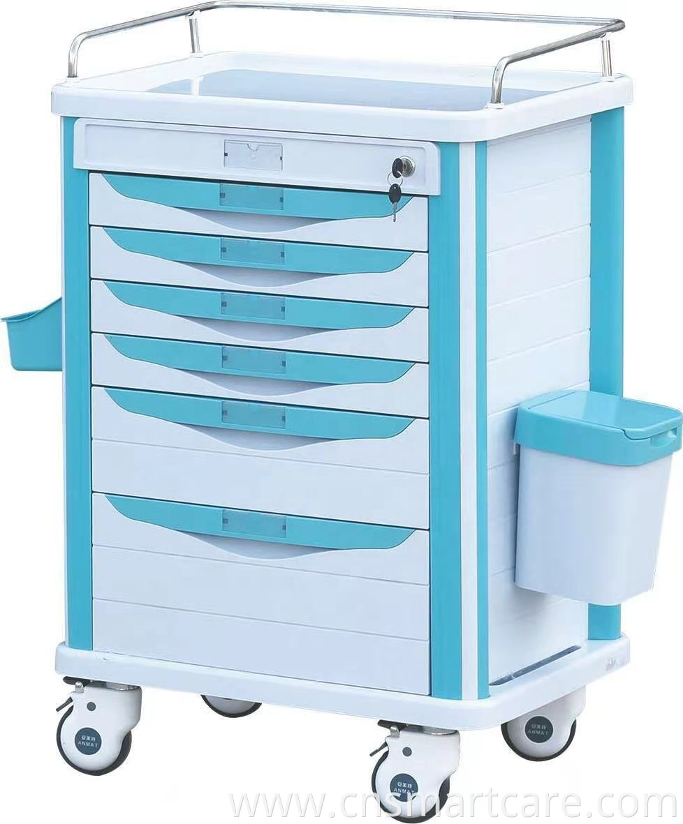 Top Sale Hospital Abs Trolley Medical Emergency Trolley With Drawers1